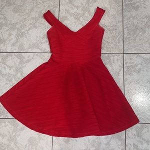 ASOS V-Neck Fit and Flare Red Dress